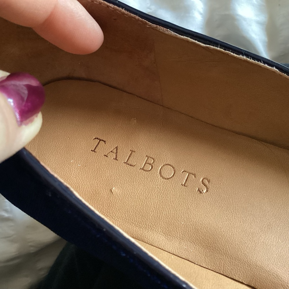 Talbots Navy Blue Velvet & Leather Cap Toe Flats Size 11M - Picture 12 of 12